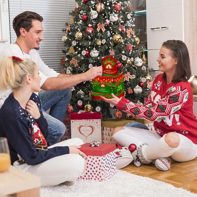 Christmas Bell Themed Pattern Paper Surprise Box Holiday Decoration Props