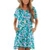 Women's Fashion Casual Round Neck Short Sleeve Ruffled Vintage Printed Dresses