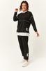 Set Trening Dimensiune Mari Moda Femei Plus Size Alb Garni Set Trening Detaliat Negru