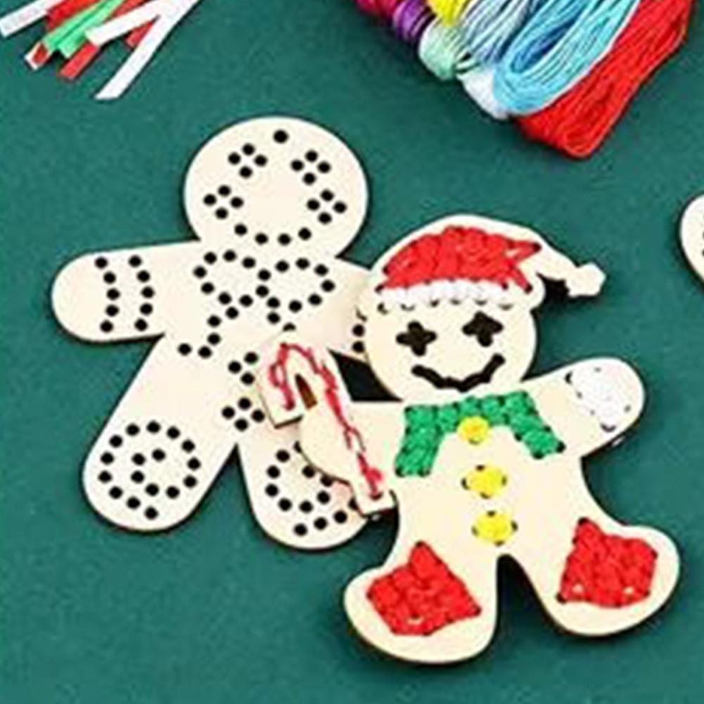 Cross Stitch Hanging Pendant Gingerbread Man 3D DIY Cross Stitch Pendant DIY Needlework Art Pendant Kit for Kids Adults