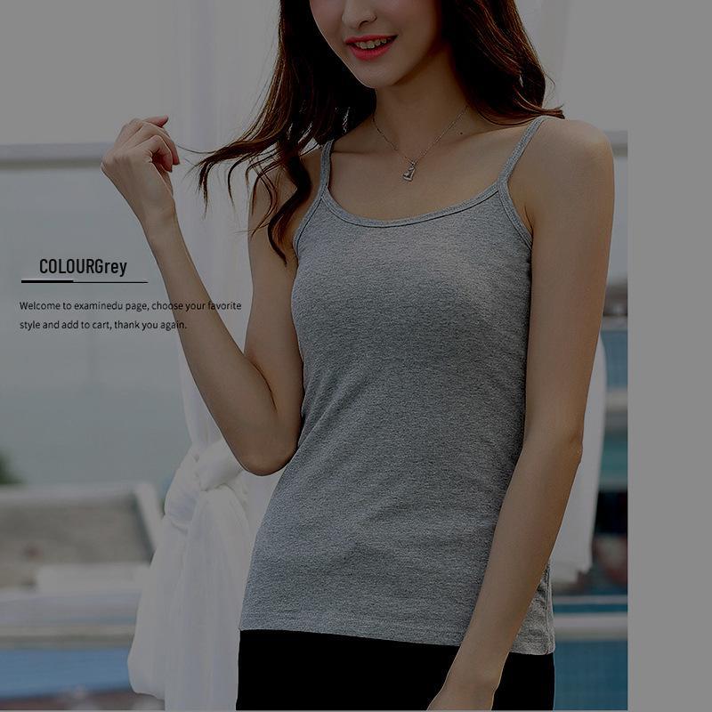 Camisola de algodón puro para mujer: Blanco o negro, talla pequeña a grande, diseño de espalda sexy para capas de primavera y verano.