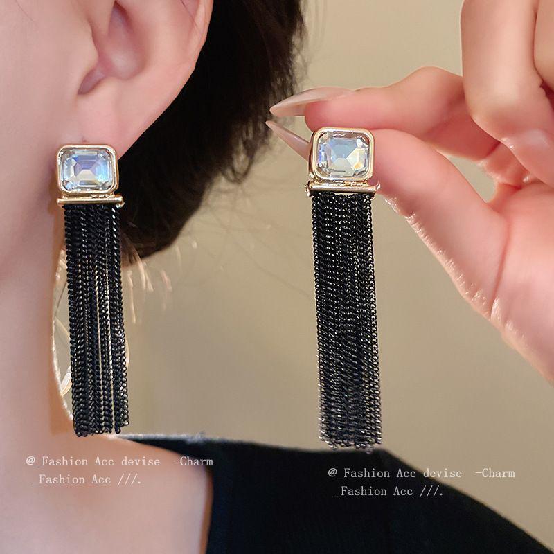 

Ретро серьги «Серебряная игла» с инкрустацией бриллиантами, кристаллами и жемчугом - Роскошные длинные серьги в европейском и американском стиле для женщин