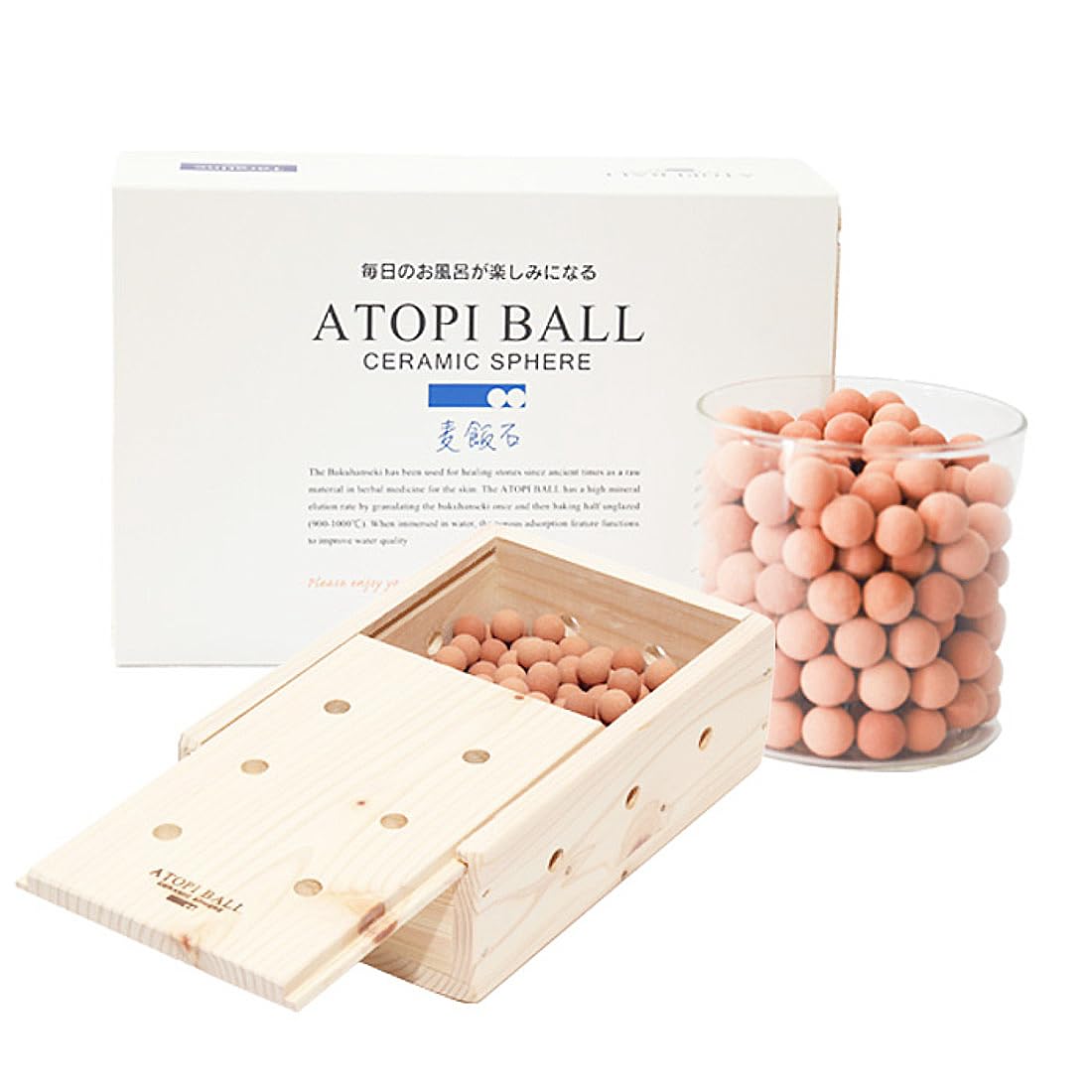 

Taratine Atopiball Bakuhan Stone Bath Additive, Warming and Relaxing, Hinoki Wood Box