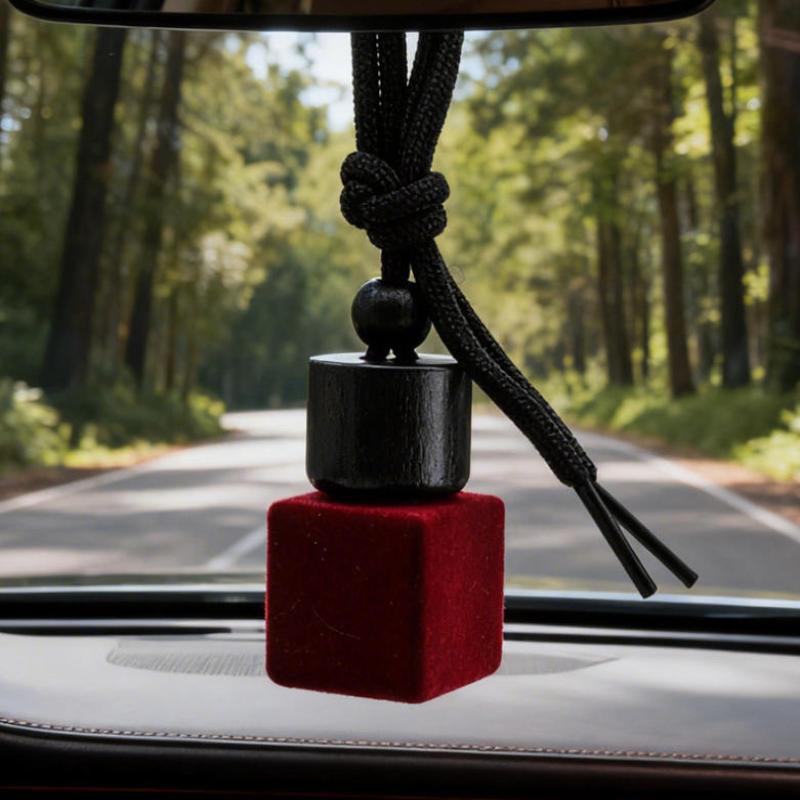 

1Pcs Perfume Diffuser Red Plush Auto Aromatherapy Fragrance Pendent Bottle Auto Decor Car Hanging Glass Bottle Empty Perfume A3
