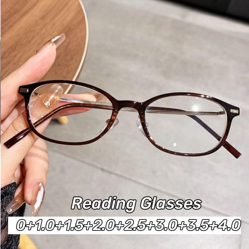 Men's and Women's Retro Round Frame Reading Glasses Fashionable Ultra-light Unisex Presbyopia HD Anti-blue Light Goggles