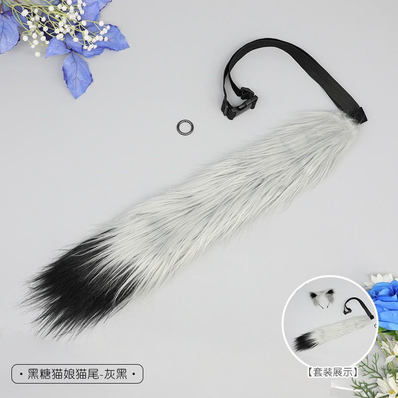 Handmade Plush Cat Ear Hair Clip Tail Set Cosplay Anime Convention Kawaii Accessory Adult Costume