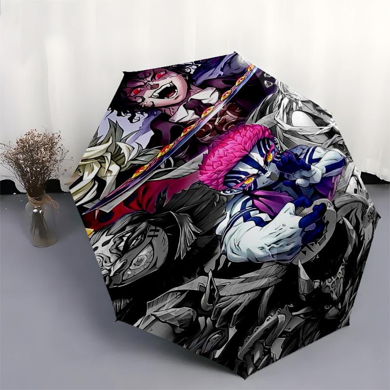 1pc Demon Slayer: Tanjiro Kamado Outdoor Umbrella - Automatic Opening/Closing, 3-Fold Design, Festival Gift for Fans, Travelers, Daily Use.C037