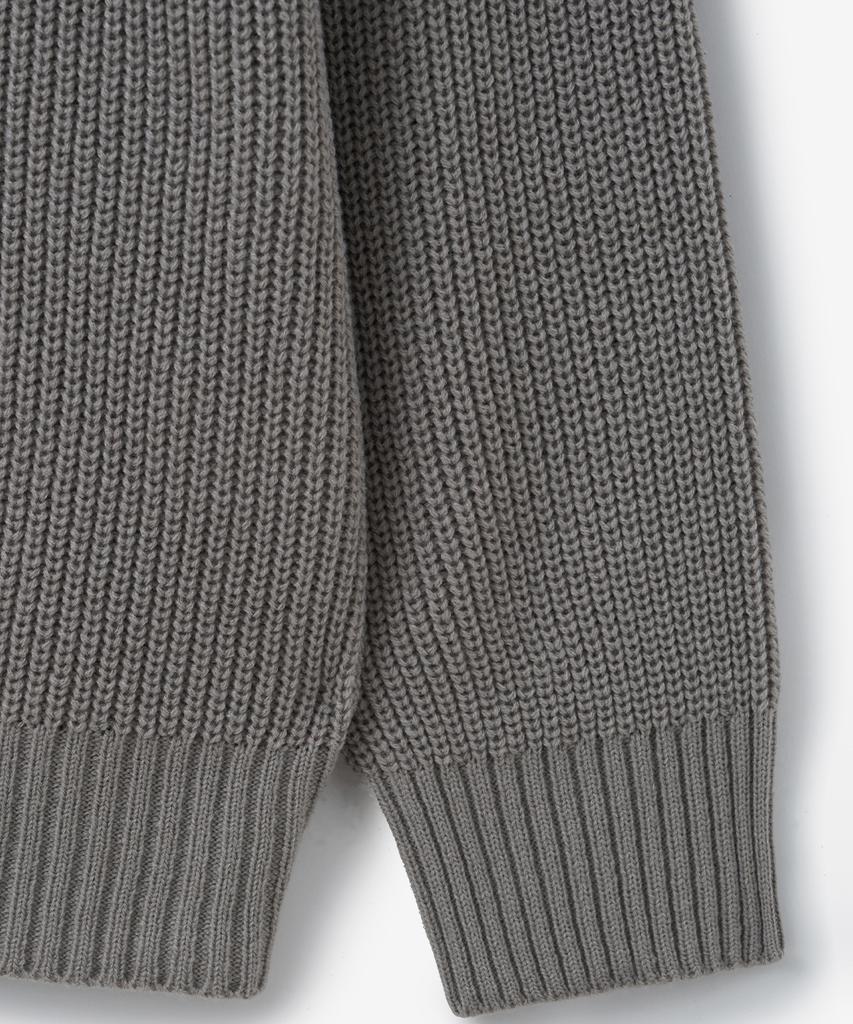 BLOND9 Half Zip Rib Knit Top_Gray