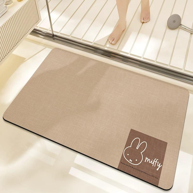 Miffy Collaboration Soft Diatomaceous Earth Mat Bathroom Bedroom Toilet Door Mat Water-Absorbent Non-Slip Household Foot Mat