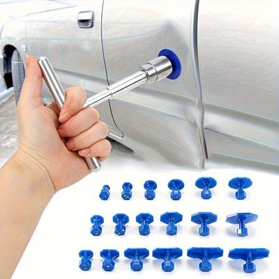 Car Dent Repair Tool T-shaped Handheld Tool with 18pcs Spacers Paintless Dent Repair Tool Kit Used for Bodywork Slight Dent Small Hail Dent