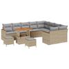 Ensemble de 12 Canapés de Jardin avec Coussins Beige Rattan Poly Acacia, Ensemble de Dîner de Jardin 3 Pièces 3365037