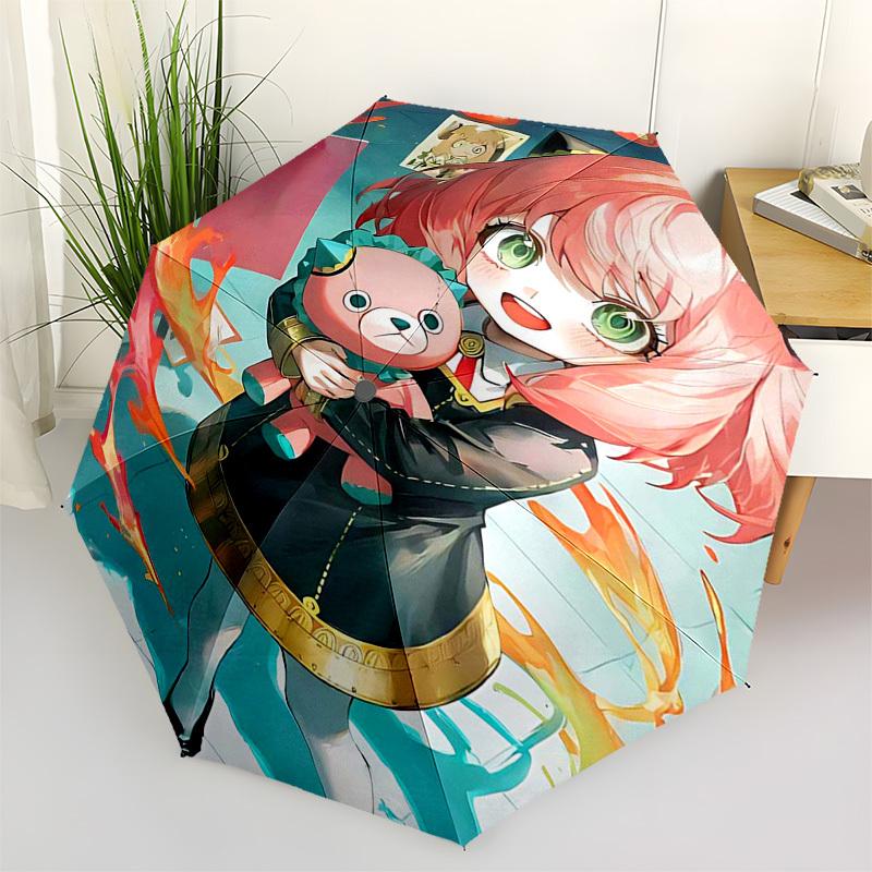 1pc Anime Character Inspired Outdoor Umbrella - Automatic Opening/Closing, Portable 3-Fold Design with 8-Bone Iron Frame, Perfect Gift for Fans, Trave