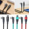 60W Power Type C Cable with Led Lighting Nylon Wrapped USB C Fast Charge Cord 180 Degree Adjustable Heads For Convenient