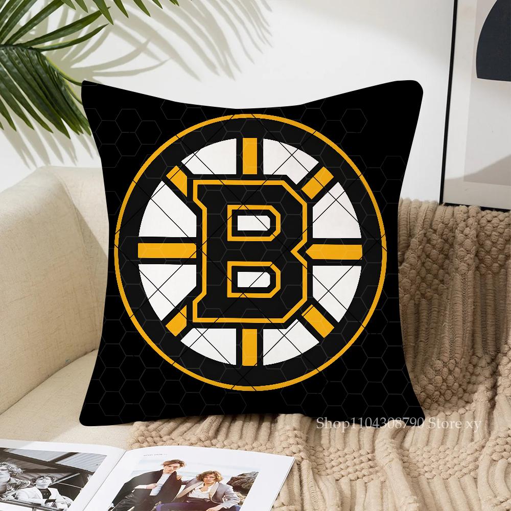 B-Boston-N B-Bruins Pillow Case Square Pillow Bedroom Sofa Leisure Comfort Cushion Car Living Room Home Decoration