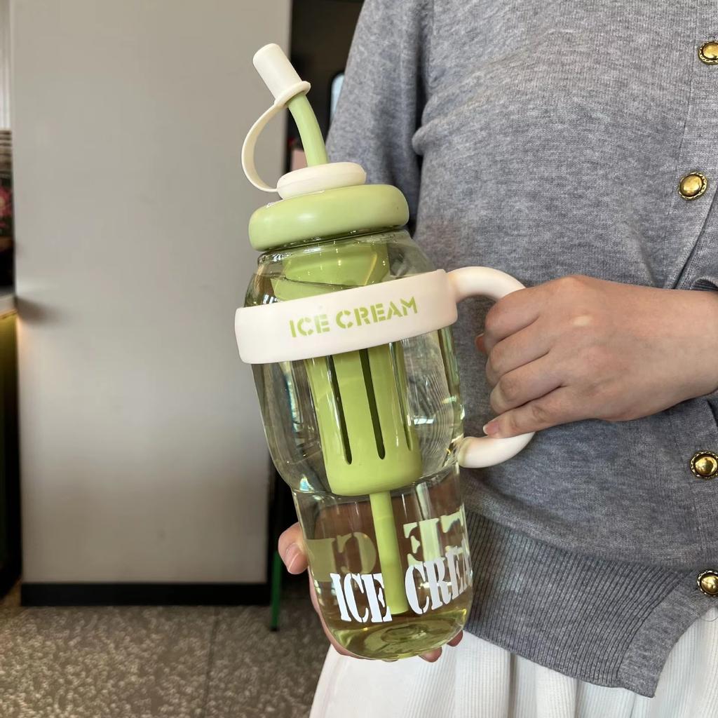 1 ks 1300ML Přenosný plastový kelímek Velkokapacitní plastová brčka Láhev na pití Venkovní cestování Přenosný posilovací fitness Letní kelímek na vodu