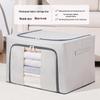 Cotton Linen Foldable Storage Box with Steel Frame - Large Capacity Clothes Organizer