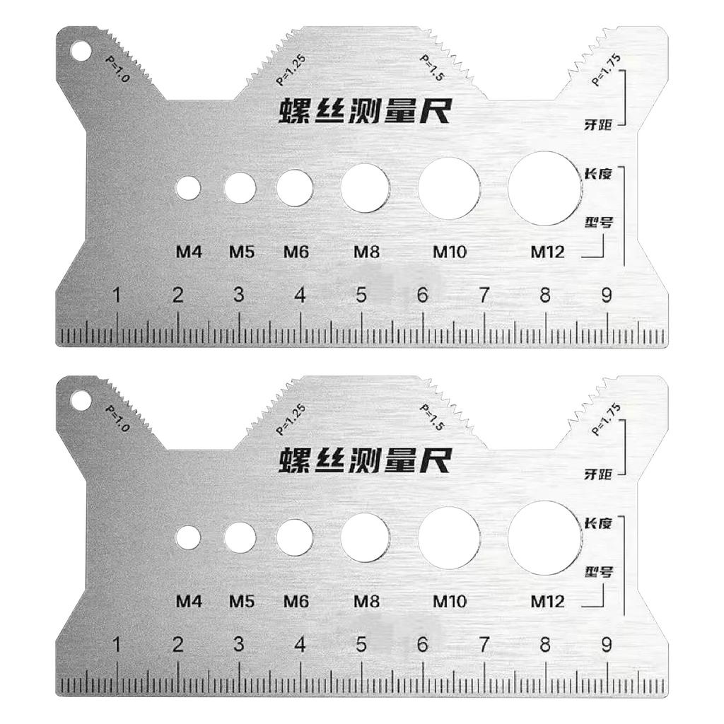 Stainless Steel Double-Sided-Bolt Gauge Card Pocket Size Thread-bolt and Screw Checker Portable Highly Precise Bolt-Size Gauge