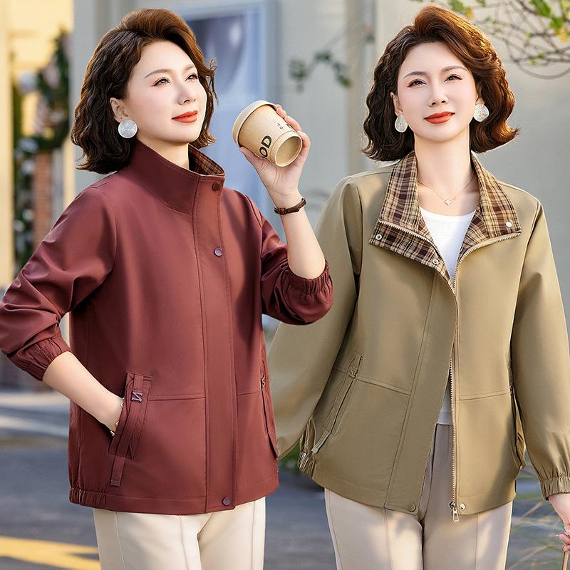 Mother's 2026 Spring/Autumn Lapel Jacket for Middle-Aged & Elderly Women - Loose, Stylish Top