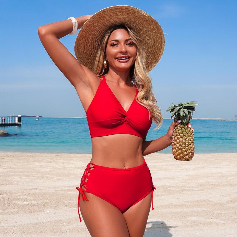 Swimwear New European and American Split Swimsuit Women's Nylon Bikini Spot Can Be Customized To Change Colors