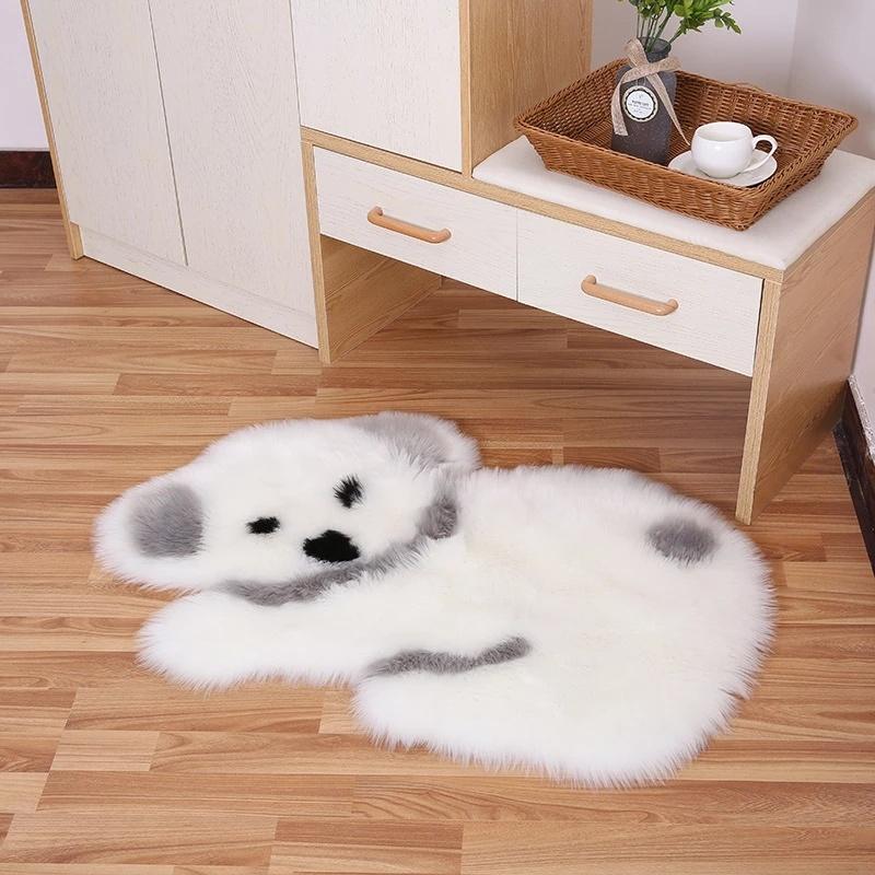 Faux Fur Rug Long-haired Panda Koala Animal-shaped Carpet Mats Living Room Bedroom Rug