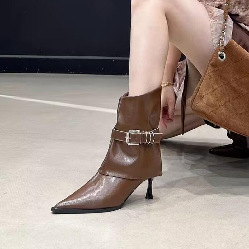 Designer Women Boots Pointed Toe High Heels Sexy Shoes 2026 New Brand Pumps Winter Woman Chelsea Boots Leather Shoes Mujer Botas
