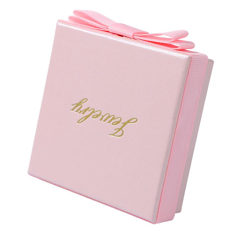 High-End Pink Jewelry Gift Box with Bow and Custom Logo Option