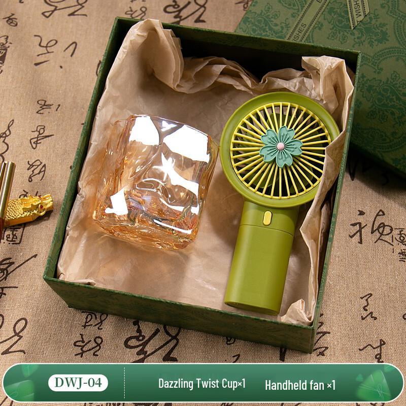 Duanwu Festival Corporate Gift Set with Glass Cup & Mini Fan DW-04