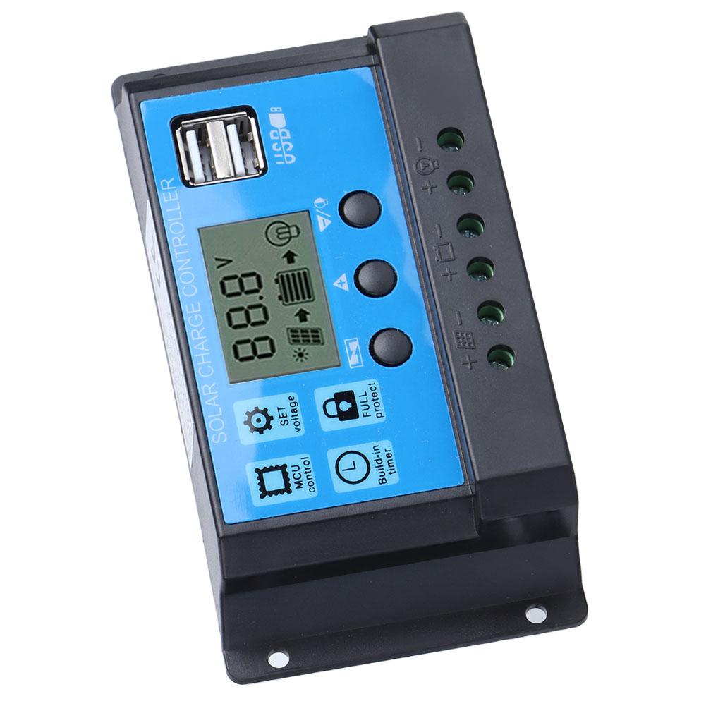 12V 24V 30A solární regulátor nabíjení Automatický PWM LCD dvojitý USB výstupní regulátor