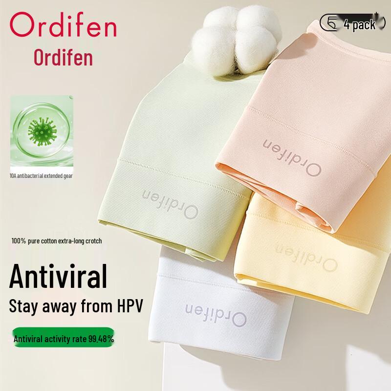 Ordifen Women's 95% Cotton Seamless Mid-High Waist Briefs 4-Pack