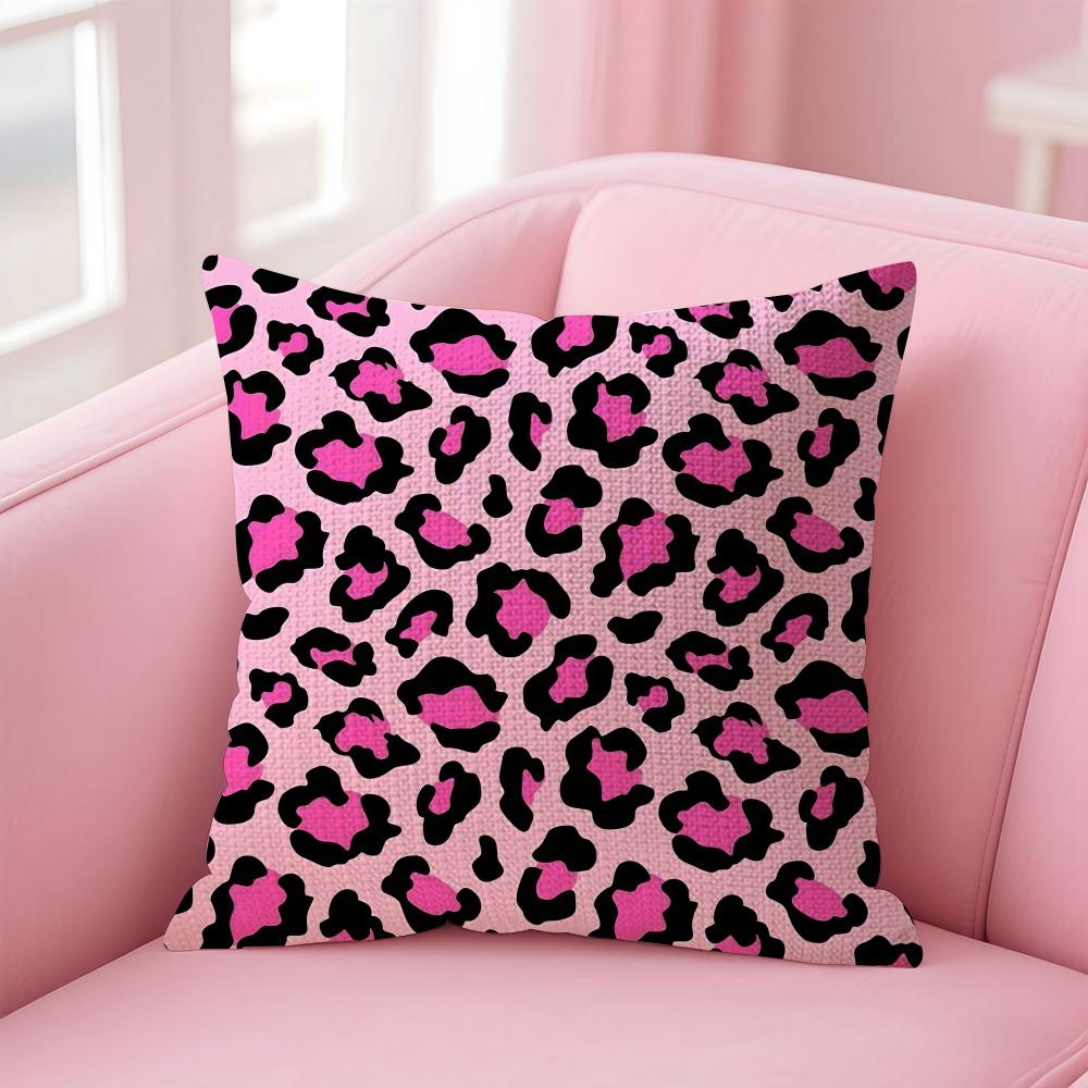 Leopard Print Fashion Cushion Cover Natural Linen Pillow Case DoubleSided Print Decorative Sofa Pillowcase Home Decor Gift