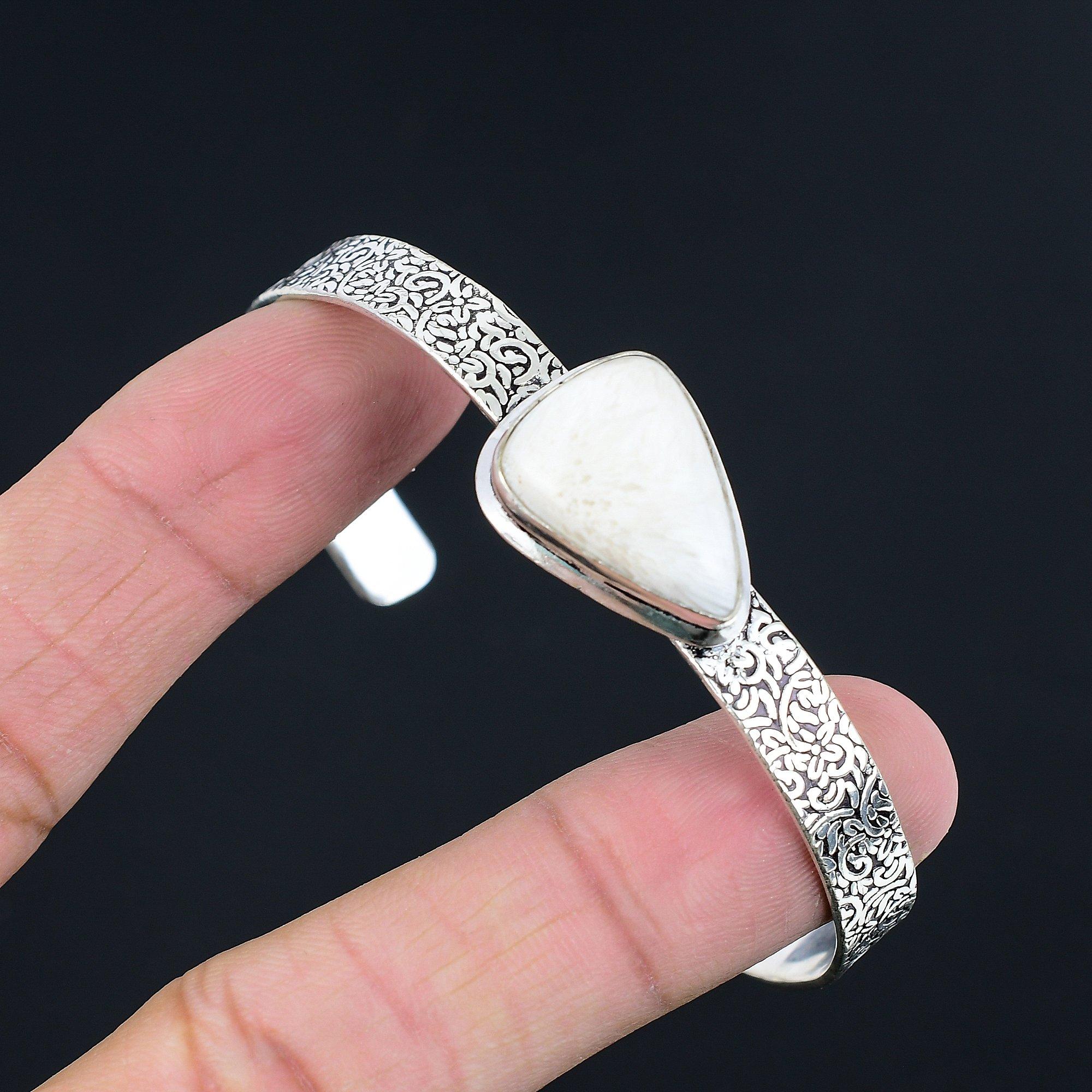 

Sisters Day Sale Scolecite Gemstone 925 Sterling Silver Birthday Bangle Bracelet Adjustable