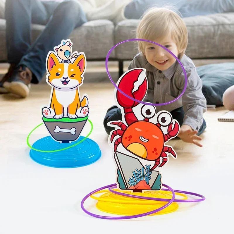 1 Set Kinder Tiere Ringwurfspiel Spielzeug (Basisfarbe Zufällig) Lustiges interaktives Eltern-Kind-Spiel, Weihnachtsgeschenke, Erntedankgeschenk