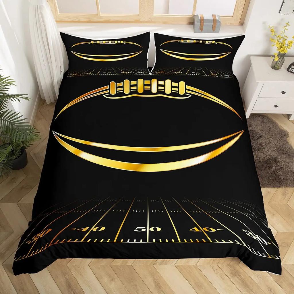 American Football Rugby Bedding For Boys Girls Kids Teens Ball Sports Game Duvet Cover Room Decoration Tie Dye Geometric Hexagon