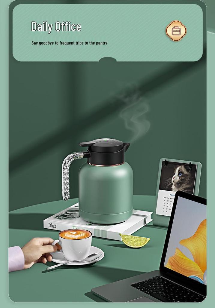 304 Stainless Steel Insulated Kettle with Intelligent Temperature Display - Household Stewing Tea Pot, Commemorative Business Souvenir.