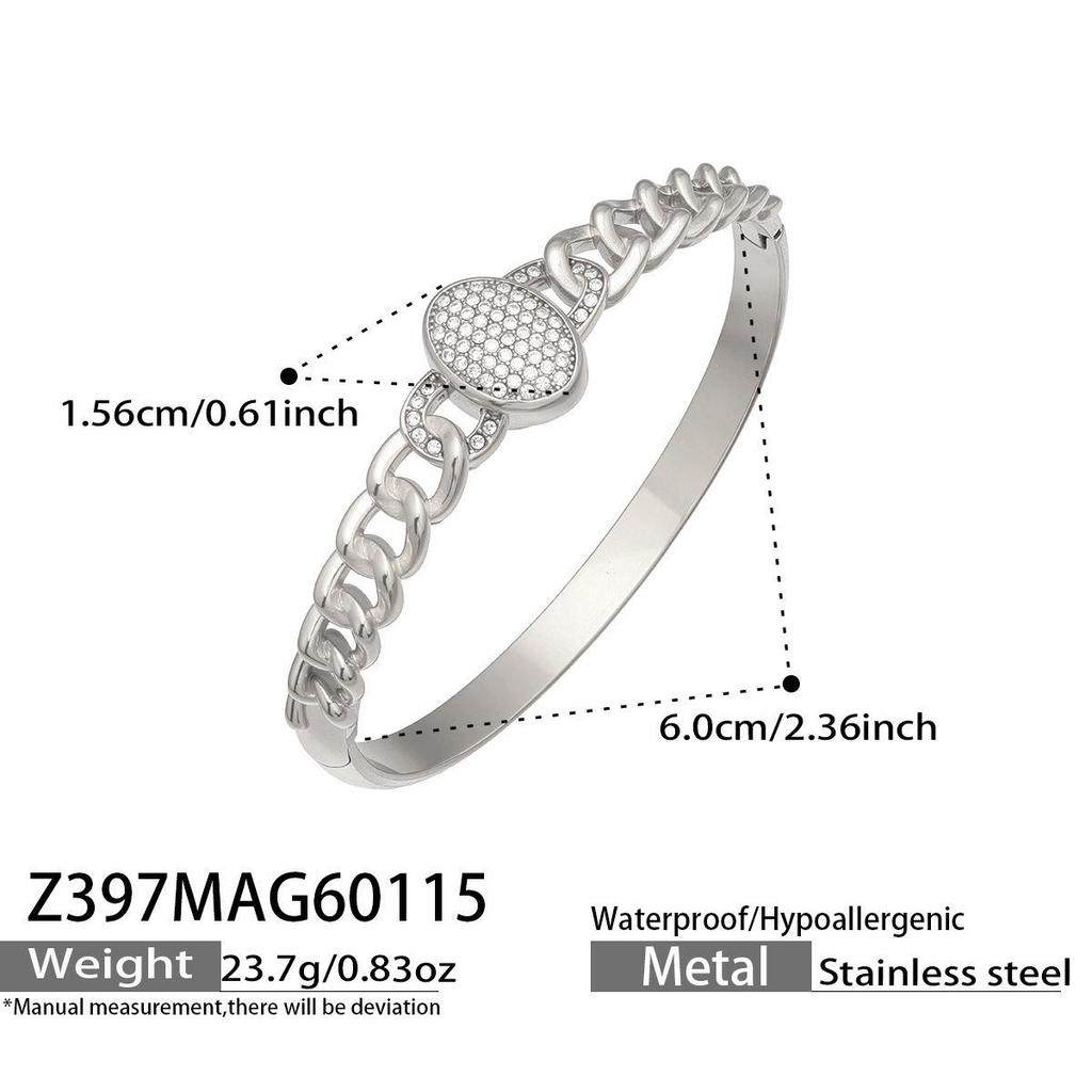 18K Gold-Plated Geometric Zirconia Bracelet with Stainless Steel Buckle