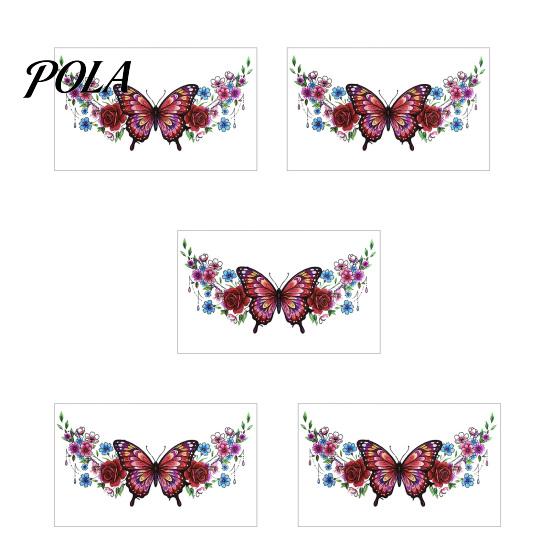 5 Sheets Colorful Butterfly Flower Tattoo Stickers, Waterproof Temporary Body Art, Hypoallergenic Floral Chest Back Decals for Women Girls