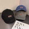Color Solid Retro Letter Soft Top Fitted Cap Sunshade Ventilation Men Women