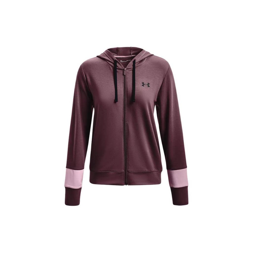Under Armour Rival Terry Hoodie With Printed Logo Long Sleeve Jacket Women Outerwear Dust-Purple 1370941-554