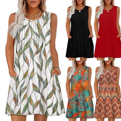 Women's Fashion Summer Spring Sleeveless O-Neck Casual Dresses