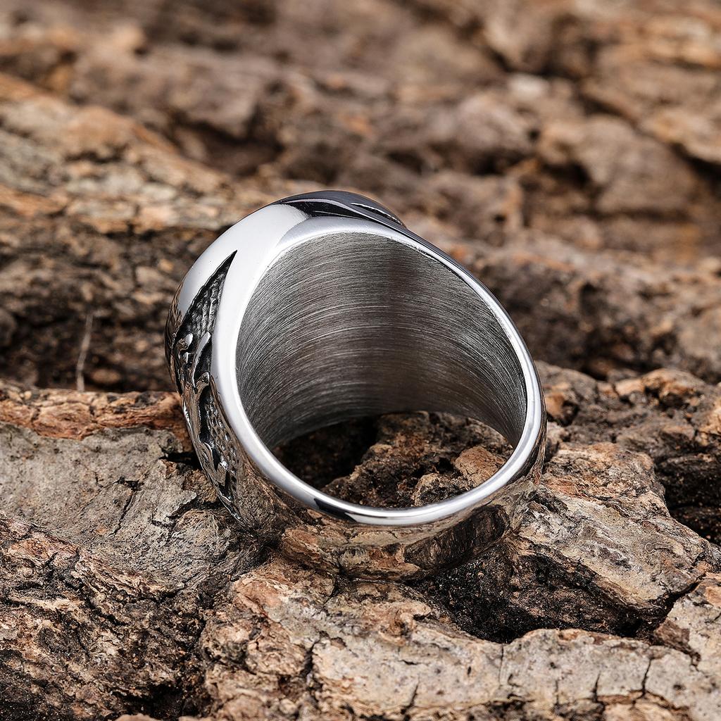 Kühles Vintage Wolfskopf Design Edelstahlring Einzigartiger Modeschmuck
