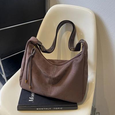 Vintage taška tote na zip Vysoce kvalitní šicí nit Podpažní dámská taška Módní ležérní taška přes rameno