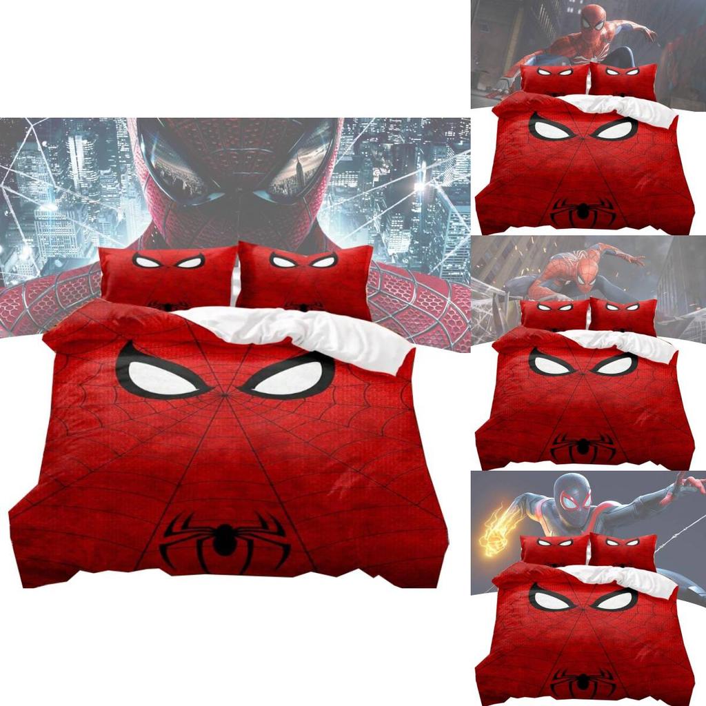 Spiderman Gedrucktes Bettwäscheset mit Reaktivfärbung und gebürstetem Stoff zur Schlafzimmerdekoration