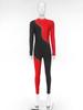 S-3XL Women‘s Dance Bodysuit Sparkly Rhinestones Long Sleeve Pants Back Zipper Color Block Full Coverage Unitard for Skating Ballet