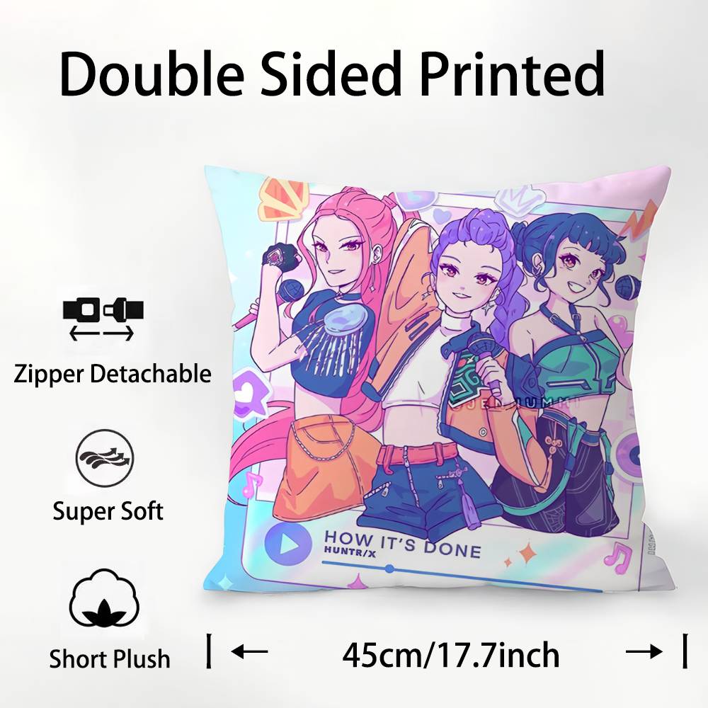 KPopS D-Demon H-Hunters Pillow Case Plush Fabric Soft  Pillowcase Double Sided Print Cushion Cover Household Gifts