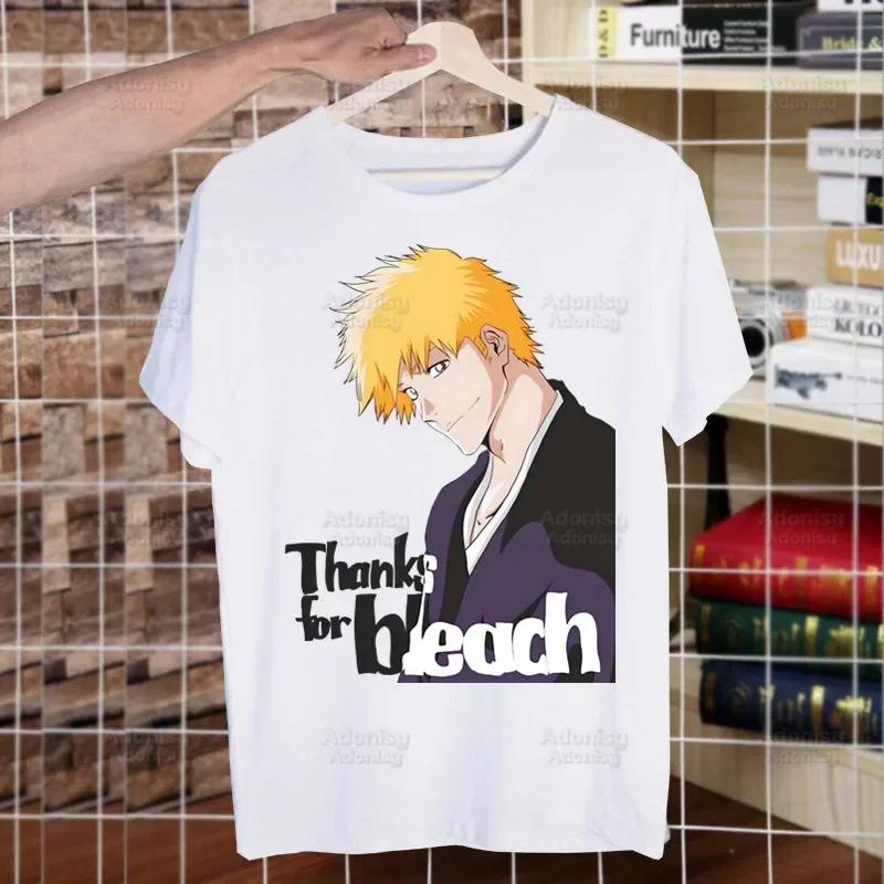 Bleach Zaraki Kenpachi Kurosaki Ichigo T Shirts For Guys O-Neck Short Sleeve Regular Mens height Quality Men Hip-Hop Tee Shirt