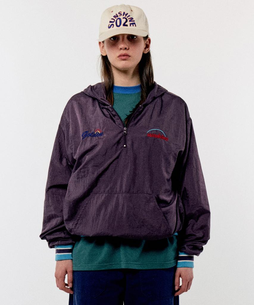 Golden Sunshine Windbreaker Anorak Hoodie_Grape Wine