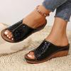 Fashion 2025 Gold Silver Wedge Sandals Women Summer Lightweight Open Toe Platform Sandals Woman Plus Size Thick Bottom Gladiator Shoes