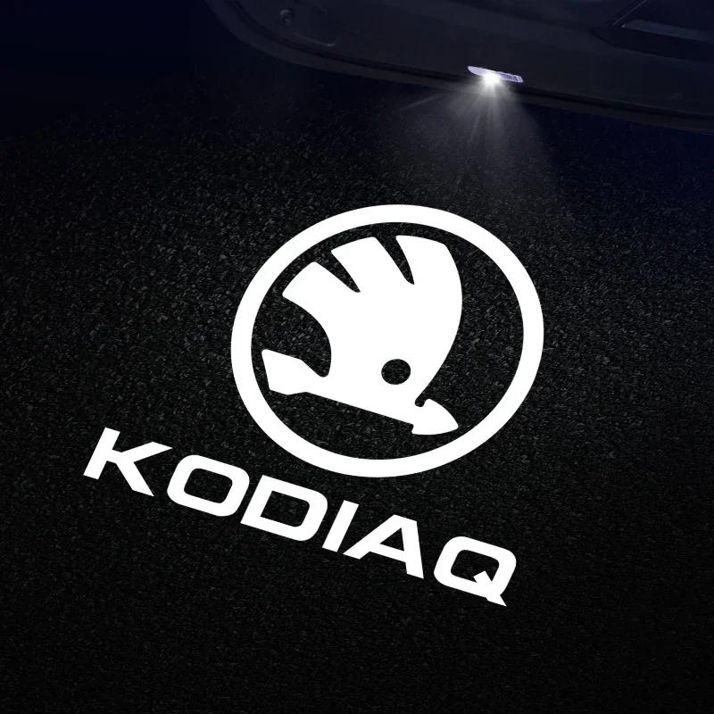 2025 Neu 2 Stück LED Auto Tür Dekoration Willkommensleuchten Projektorlampe Für skoda Superb SUPERB Superb Octavia Fabia Roomster Zubehör