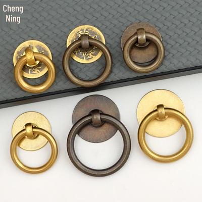 Retro Copper Round Handles - Classic Furniture Fittings for Drawers and Cabinets, New Chinese Style Pulls.