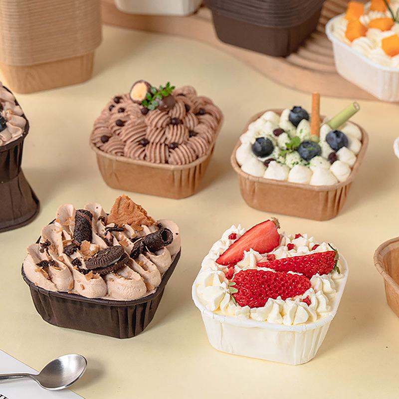 50Pcs/Set Cake Mold Square Shape Bread Pan Cake Muffin Cupcake Paper Cups